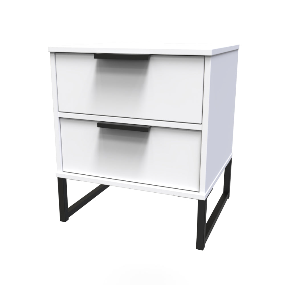 Havana Ready Assembled Bedside Table with 2 Drawers White Matt — free download