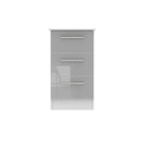 Copenhagen Ready Assembled Bedside Table with 3 Drawers  - Grey Matt & White