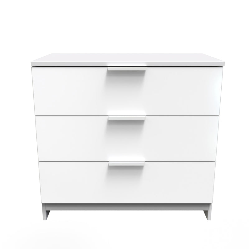Paris Ready Assembled Chest of Drawers with 3 Drawers  - White Gloss & White