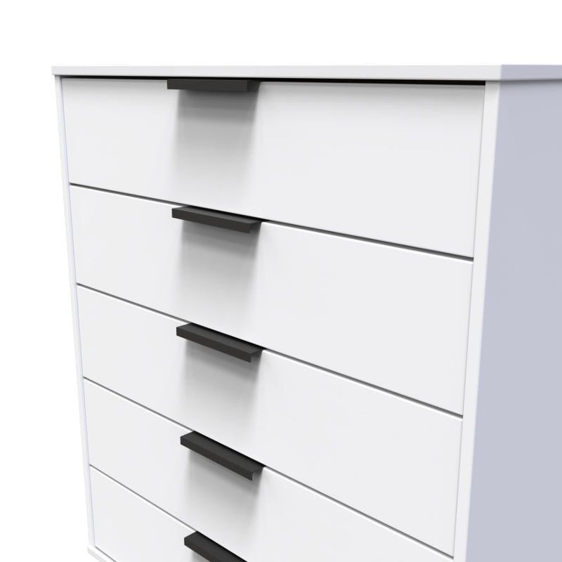 Helsinki Ready Assembled Chest of Drawers with 5 Drawers  - White Matt