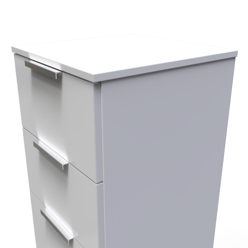 Paris Ready Assembled Tallboy Chest of Drawers with 5 Drawers  - White Gloss & White