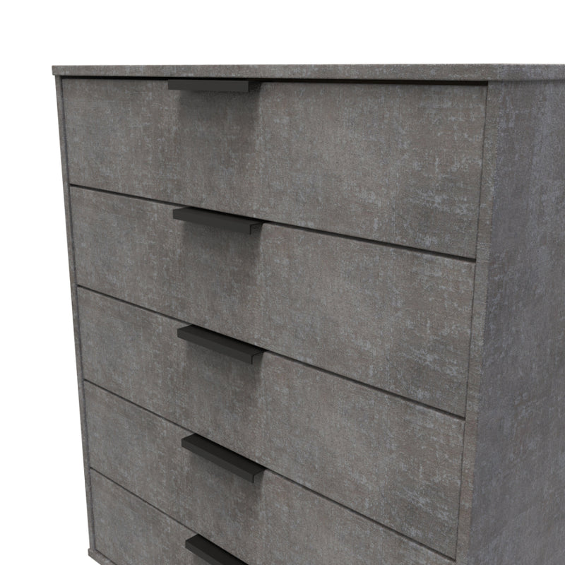 Haiti Ready Assembled Chest of Drawers with 5 Drawers  - Pewter