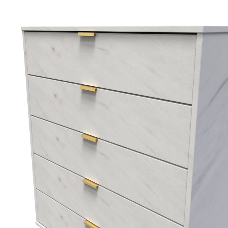 Harare Ready Assembled Chest of Drawers with 5 Drawers  - Marble