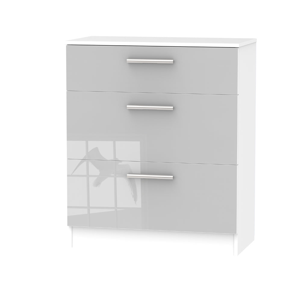 Copenhagen Ready Assembled Deep Chest of Drawers with 3 Drawers Grey