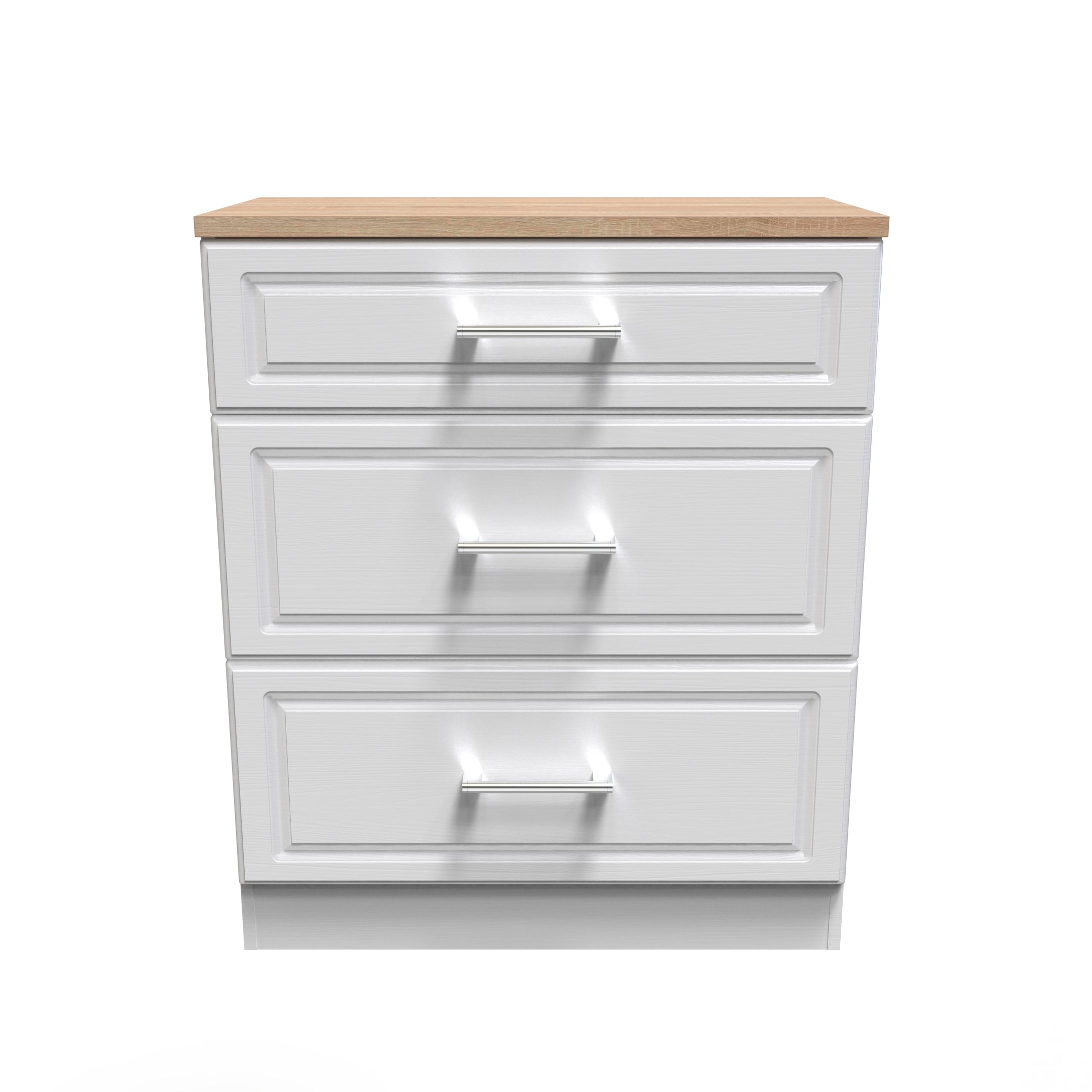 Kingston Ready Assembled Deep Chest of Drawers with 3 Drawers White