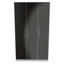 Wellington Ready Assembled Wardrobe with Triple Mirror  - Black Matt & White