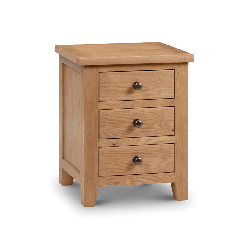 Marlborough Bedside Table with 3 Drawers - Oak