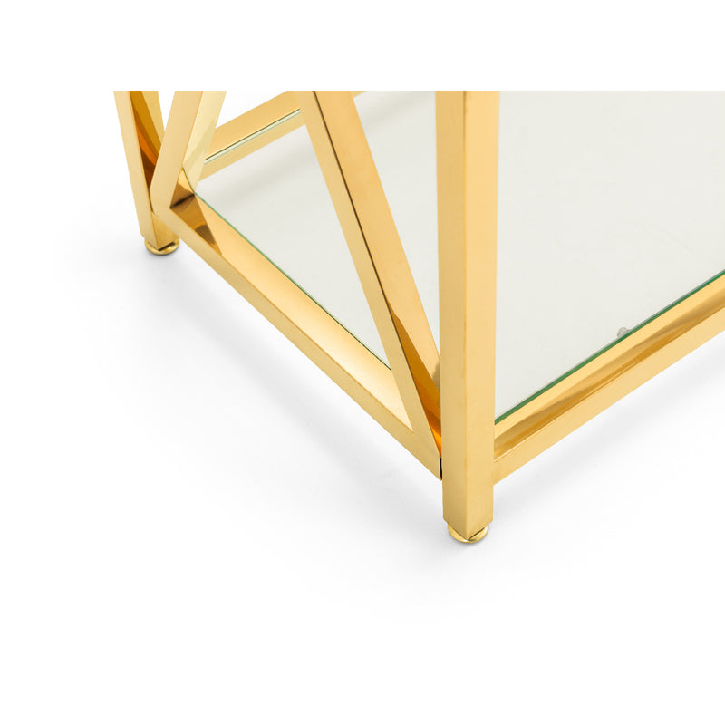 Miami Console Table 1.2m - Glass & Gold