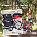 HOMCOM 2 Seat Bike Trailer with 5 Point Harness, for 18+ Months, Red