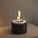 Round Freestanding Tabletop Ventless Ethanol Fireplace with Glass Screen