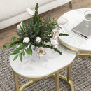 HOMCOM 2 Pcs Coffee Table with Faux Marble Side Accent Tables White