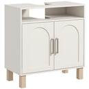 HOMCOM Under Sink Bathroom Cabinet For Basin Without Pedestal, Cream White