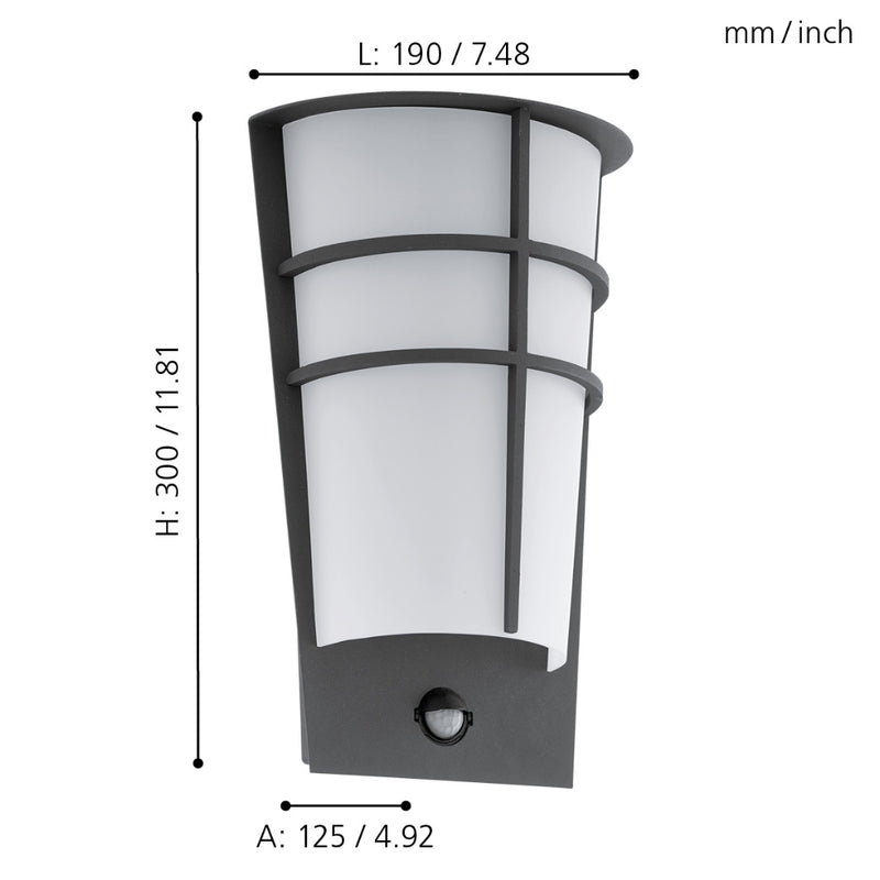 EGLO Breganzo Exterior Curved Wall Light - Anthracite