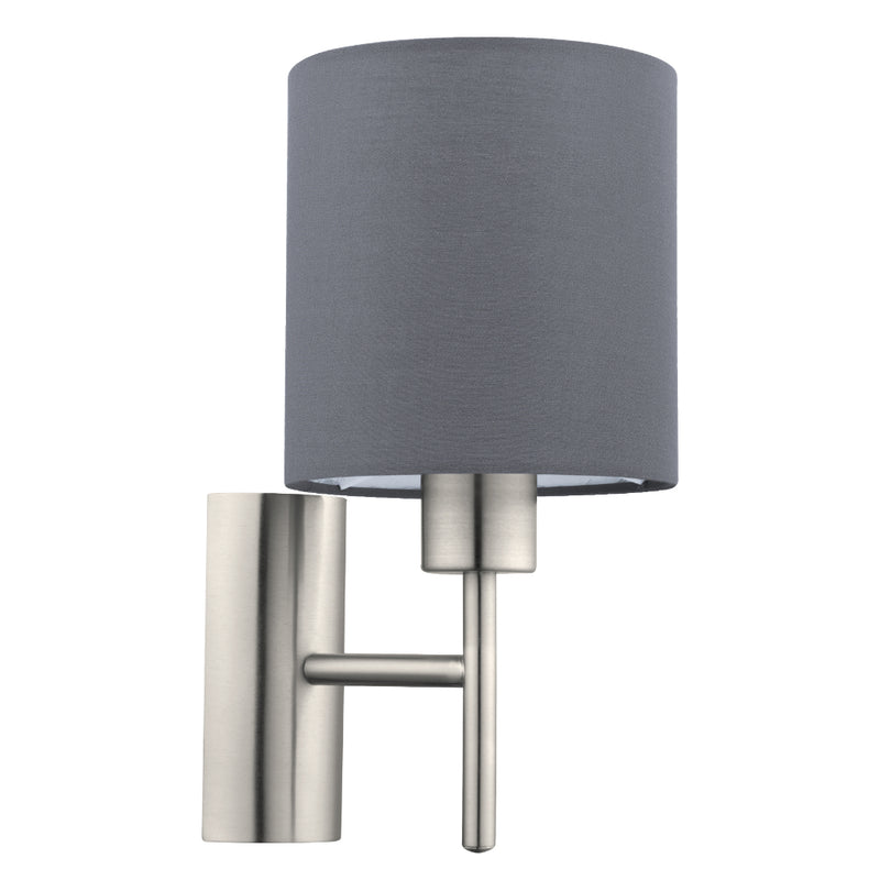 EGLO Pasteri Wall Light with Switch - Nickel & Grey