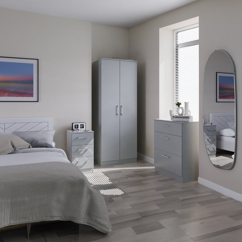 Denver Ready Assembled 3 Piece Bedroom Furniture Set - Grey