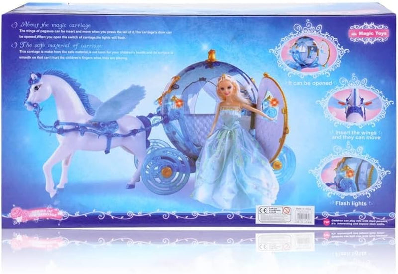 Princess and Carriage 3 Piece Set Includes Doll Carriage and Horse