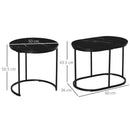 HOMCOM 2 Pcs Modern Coffee Table with Faux Marble Side Accent Tables Black