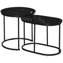 HOMCOM 2 Pcs Modern Coffee Table with Faux Marble Side Accent Tables Black