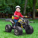 HOMCOM 12V Quad Bike ATV With LED Lights, Music, For Boys Girls, Yellow And Red