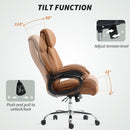 HOMCOM PU Leather Office Chair with Spring Padding Swivel Wheels