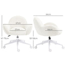 HOMCOM Fluffy Leisure Chair Office Chair With Backrest Wheels Cream White