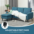 HOMCOM 3 Seater Corner Sofa Couch Settee with Chaise Lounge, Blue