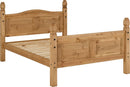 CORONA 4'6" HIGH END DOUBLE BED - DISTRESSED WAXED PINE