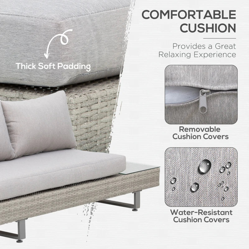 Outsunny Rattan Wicker Corner Sofa Set - Light Grey