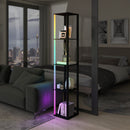 HOMCOM RGB LED Floor Lamp with Shelves and Remote Control for Bedroom