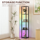 HOMCOM RGB LED Floor Lamp with Shelves and Remote Control for Bedroom
