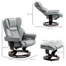 HOMCOM PU Leather Manual Reclining Armchair Footstool Padded Seat Light Grey