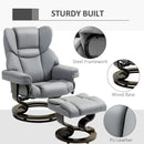 HOMCOM PU Leather Manual Reclining Armchair Footstool Padded Seat Light Grey