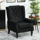 HOMCOM Accent Chair Wingback Armchair Retro Tufted Club Wood Fabric