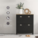 HOMCOM 2 Drawer Shoe Cabinet Narrow Shoe Cupboard with Flip Doors, Black