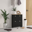 HOMCOM 2 Drawer Shoe Cabinet Narrow Shoe Cupboard with Flip Doors, Black