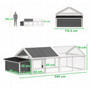 PawHut Wooden Chicken Run with Nesting Box, Openable Roof, for 4-8 Chickens
