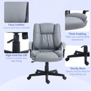 HOMCOM Faux Leather Home Office Chair Mid Back Desk Chair With Arms - Dark Grey/Light Grey