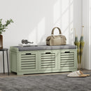 HOMCOM 3-Door Shoe Storage Bench Cushion Seat Slatted Doors