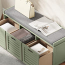 HOMCOM 3-Door Shoe Storage Bench Cushion Seat Slatted Doors