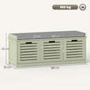 HOMCOM 3-Door Shoe Storage Bench Cushion Seat Slatted Doors
