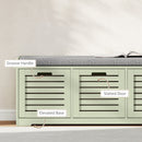 HOMCOM 3-Door Shoe Storage Bench Cushion Seat Slatted Doors