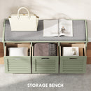 HOMCOM 3-Door Shoe Storage Bench Cushion Seat Slatted Doors