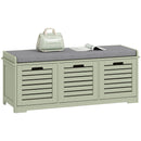 HOMCOM 3-Door Shoe Storage Bench Cushion Seat Slatted Doors