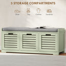 HOMCOM 3-Door Shoe Storage Bench Cushion Seat Slatted Doors