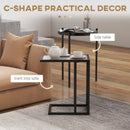HOMCOM C Shape Side Table W/ Marble-Effect Top, Grey