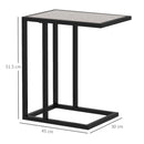 HOMCOM C Shape Side Table W/ Marble-Effect Top, Grey