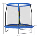 SPORTNOW Outdoor Trampoline With Safety Enclosure Net, Blue
