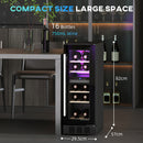 HOMCOM 16 Bottle Dual Zone Built-in Wine Cooler Fridge With Glass Door
