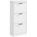 HOMCOM Slim Shoe Storage Cabinet With 3 Flip Drawers For Entryway, White