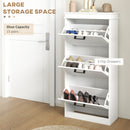 HOMCOM Slim Shoe Storage Cabinet With 3 Flip Drawers For Entryway, White